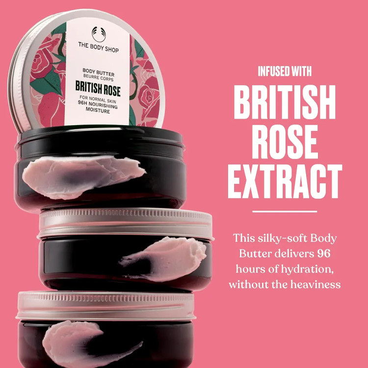 کره بدن بادی شاپ مدل گل رز (British rose)